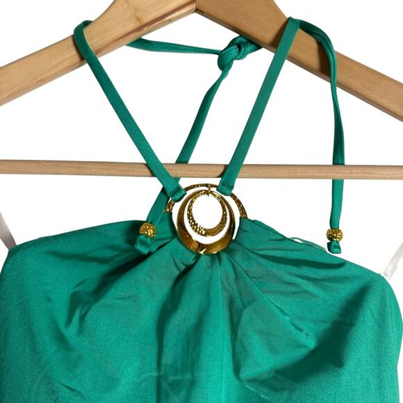 Sunshine 79 Green Gold Ring High Halter Neck One-Piece Swimsuit Size 4 - Picture 6 of 15
